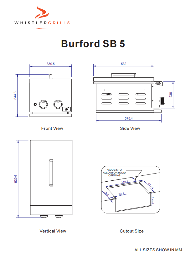 Burford SB5 Double Side Burner