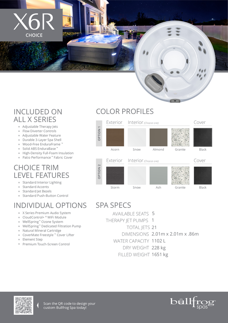 Bullfrog X6R Choice Hot Tub
