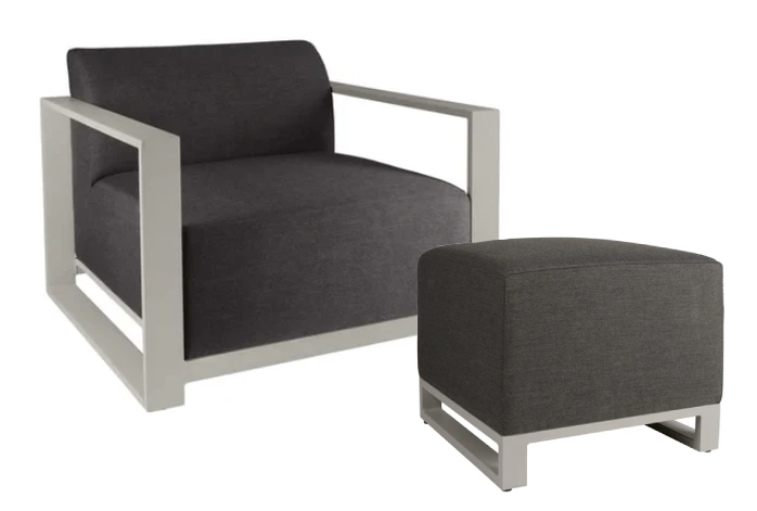 Del Mar Single Chair & Footstool Dark Grey