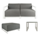 Del Mar Left & Right, Chaise and Side Table. Light Grey