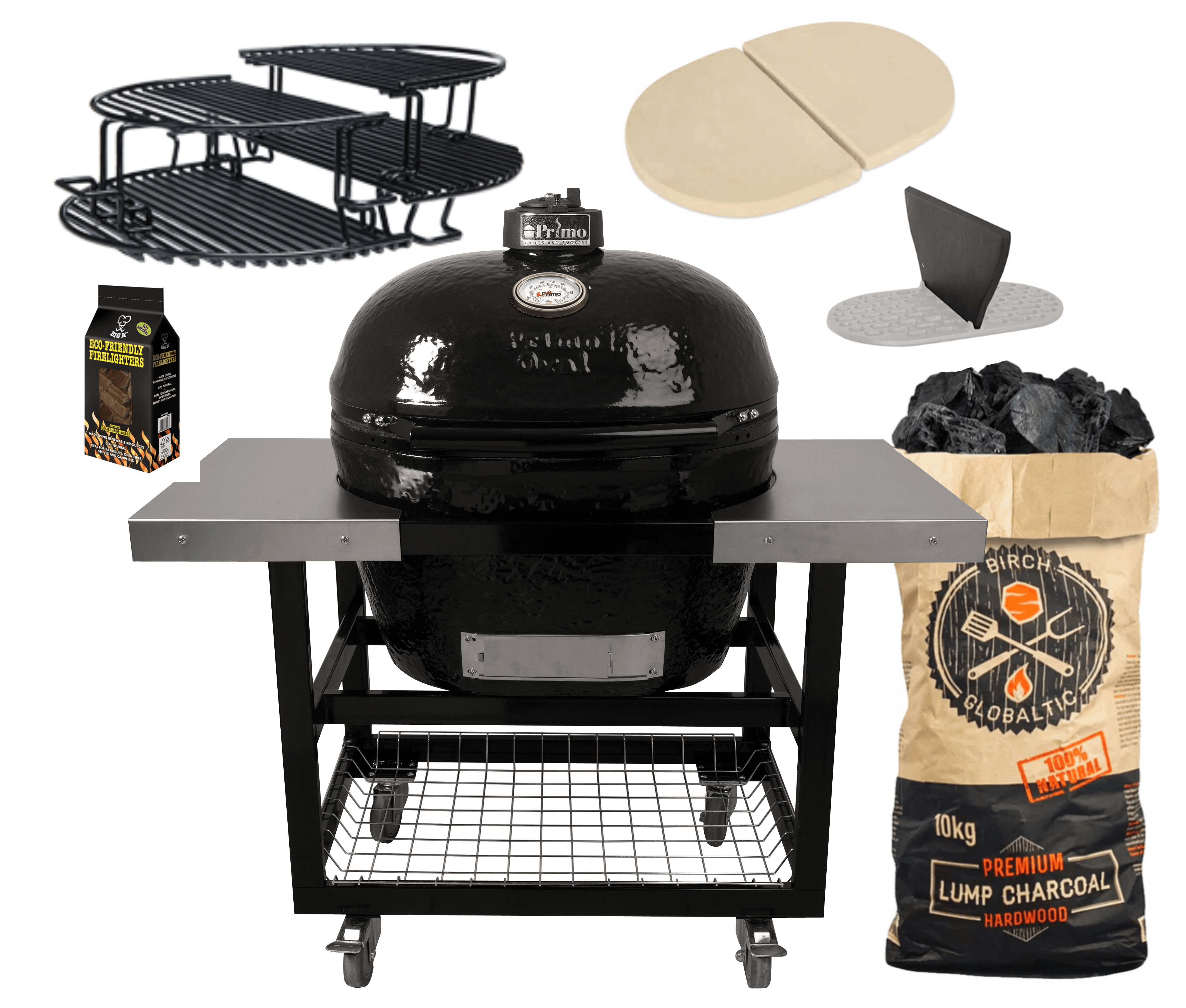 Primo Oval XL-400 in Cart with Stainless Steel Top – A Room Outside