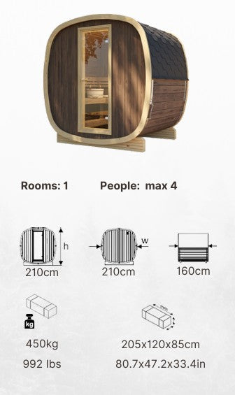 Pre Order UKU 4 Person Thermowood Outside Sauna