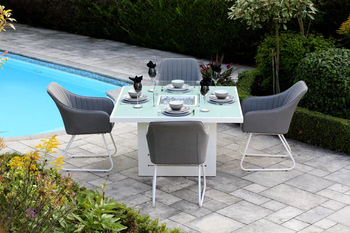 Santorini Square Dining Table and 4 chairs Light Grey