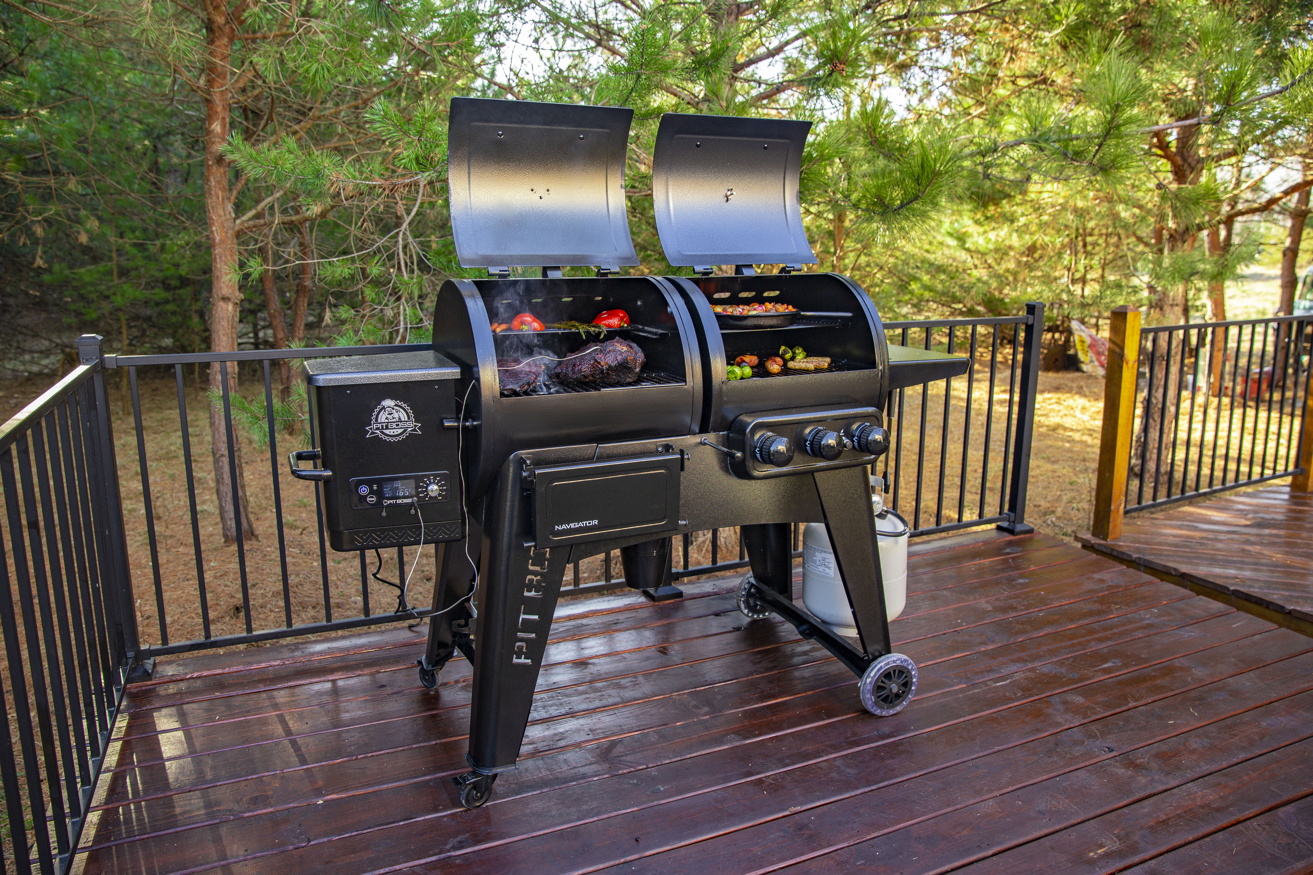 Pit Boss Navigator Pellet Gas Combo 1230CN A Room Outside
