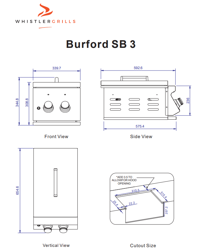 Burford SB3 Double Side Burner