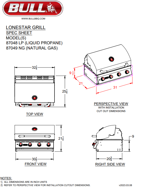 Lonestar Gas Built In Barbecue