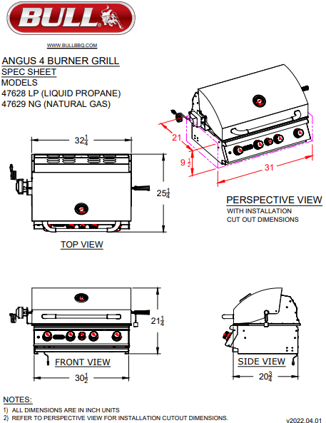 Angus Built In Gas Barbecue